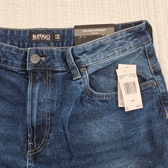 Buffalo by David Bitton Driven Jeans Men's 36 x 32 Med Wash Relaxed Straight NEW - Picture 9 of 16